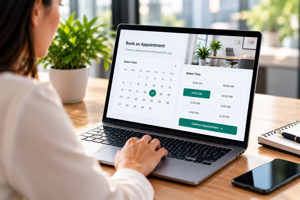 Online booking and appointment scheduling for a business